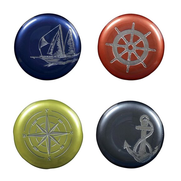 Nautical Theme Glass Snack Plates Set of 4